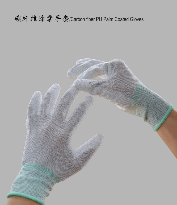 Carbon Fiber Antistatic ESD Safe PU Finger Coated Top Fit Gloves