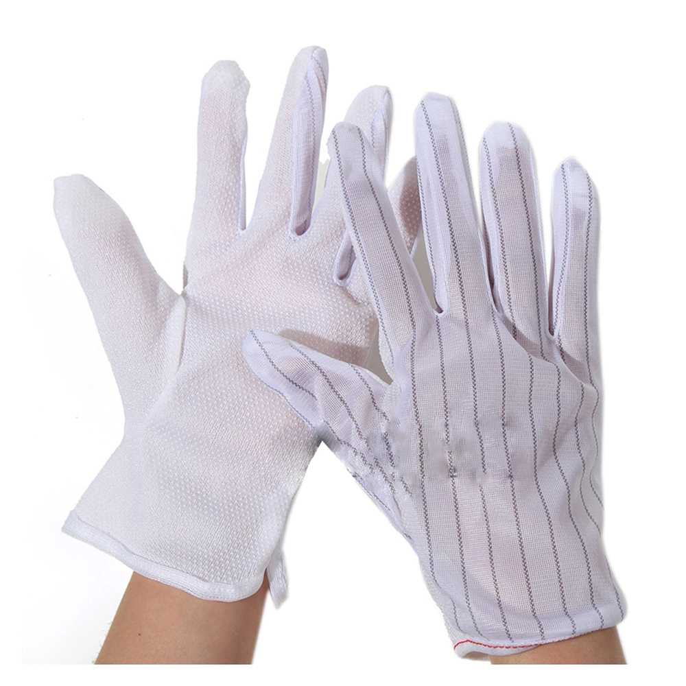 ESD Stripped Cleanroom Antistatic PVC Dotted Gloves Working Glove