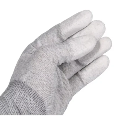 指先にフィットするナイロンとPUの炭素繊維コーティングを施した帯電防止ESD手袋