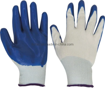 帯電防止性があり手のひらに安全な白いシェル付きニトリル手袋