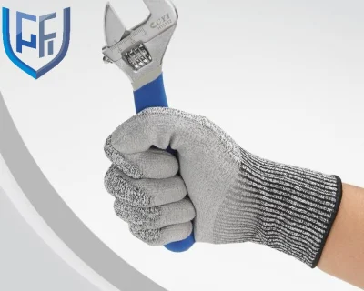 13G Hppe ニット耐切創ライナー付きの PU 安全手袋をお勧めします